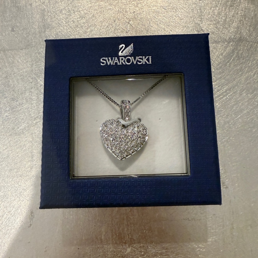 NEW Swarovski Crystal Heart Necklace in Silver
